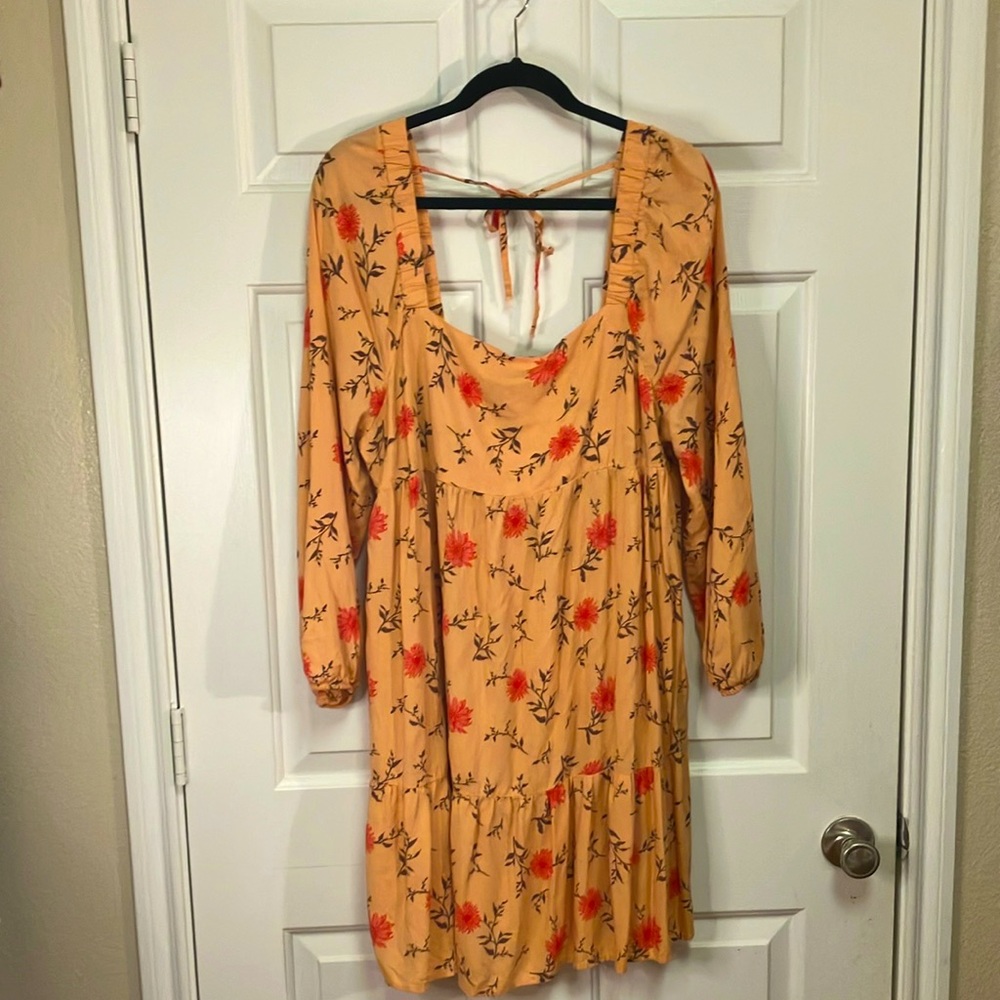 SO Peach Floral Mini Peasant Dress Light and Perfect for Spring/Summer! Size XXL